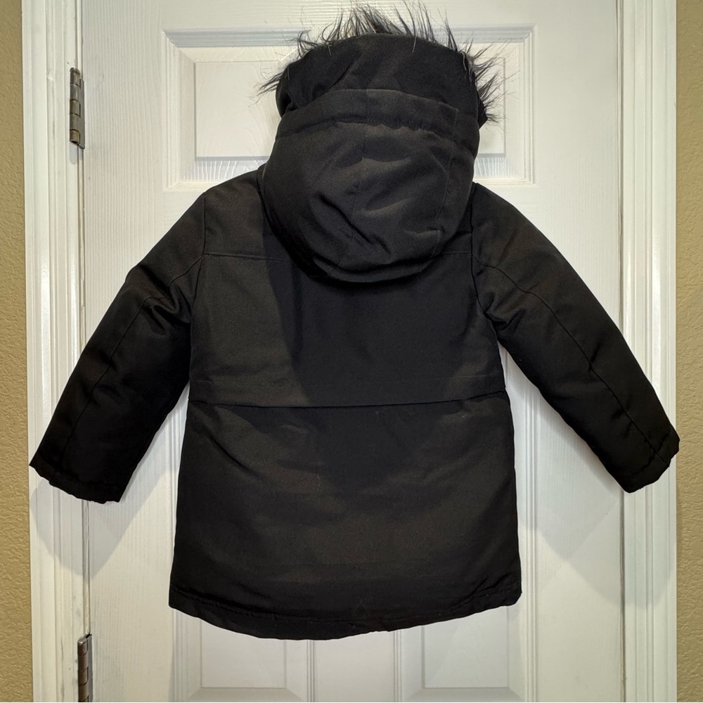 Levi's Kid's XS 4 Black Winter Heavy Parka Down Jacket Coat Plaid Lined - Picture 2 of 10